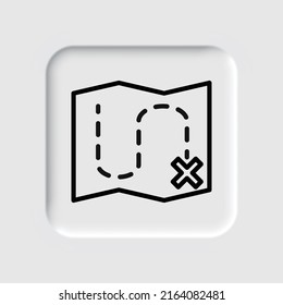 Map, route simple icon vector. Flat design. Neumorphism design.ai