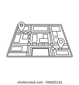 Map with the route taxi movement. Taxi station navigator for conveying passengers. Taxi station single icon in outline style vector symbol stock illustration