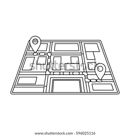 Map with the route taxi movement. Taxi station navigator for conveying passengers. Taxi station single icon in outline style vector symbol stock illustration