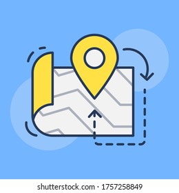Map route vector icon illustration. Holiday route icon with filled outline style. Ready to use for website, mobile app, presentation and any other projects.