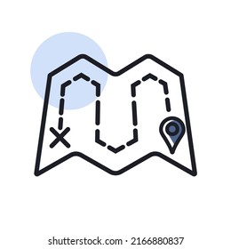 Map with route vector icon. Navigation sign. Graph symbol for travel and tourism web site and apps design, logo, app, UI