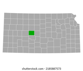 Map of Rush in Kansas on white