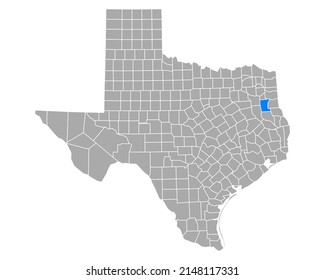 Karte von Rusk in Texas auf weiß