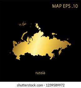 Map of russia abstract corlor Gold on Black background frame vecter illustration eps 10.