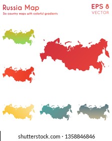 Map of Russia with beautiful gradients. Alluring set of country maps. Remarkable vector illustration.