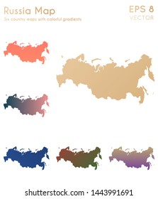 Map of Russia with beautiful gradients. Alluring set of country maps. Rare vector illustration.