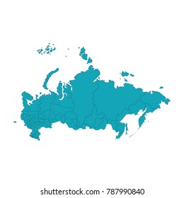 Map of Russia - Blue Geometric Rumpled Triangular , Polygonal Design For Your. High Detailed Blue Map of Russia isolated on white background. Vector illustration eps 10.