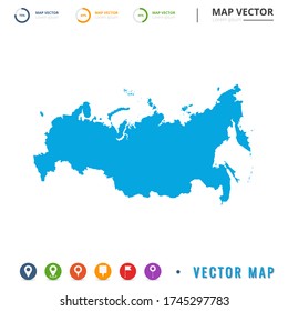 Karte von Russland blau und setzen Pin-Symbol.