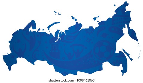 MAP OF RUSSIA BLUE WITH SHADOW FIGURE