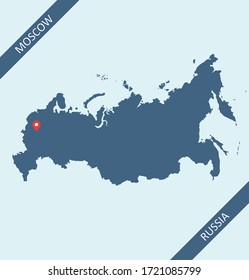Map of Russia with capital Moscow