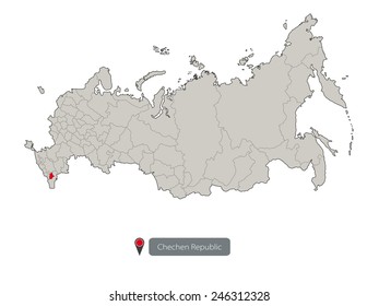 Map of Russia. Chechen Republic