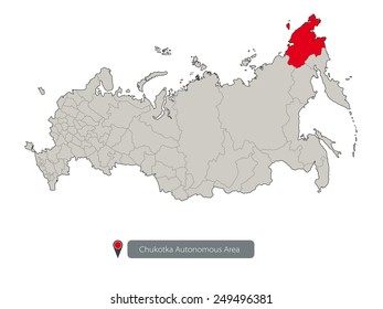 Map of Russia. Chukotka Autonomous Area