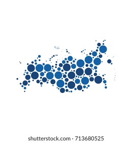 map of russia filled with circles of different sizes and colors