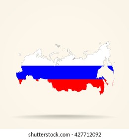 Map of Russia in Russia flag colors