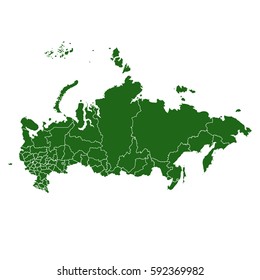 Map of Russia in gradient green, isolated on white background.