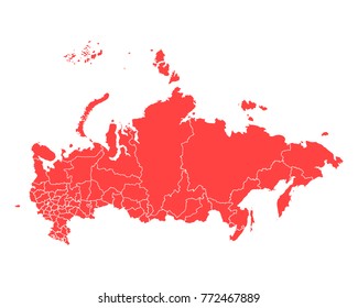 Map of Russia - High detailed red map on white background. Abstract design vector illustration eps 10.
