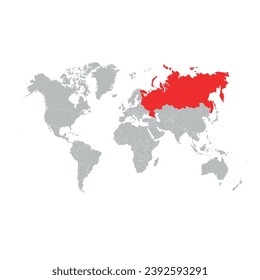 Die Karte Russlands wird auf der Weltkarte rot hervorgehoben