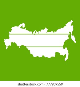 Map of Russia icon white isolated on green background. Vector illustration