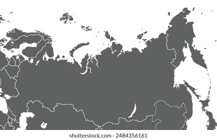 Map of Russia isolated on white background. for website layouts, background, education, precise, customizable, Travel worldwide, map silhouette backdrop, earth geography, political, reports.