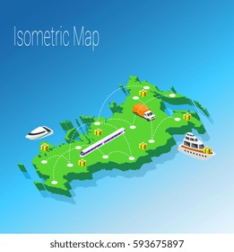 Map Russia isometric concept. 3d flat illustration of Map Russia. map infographics design template  