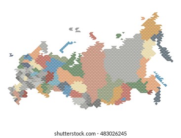 Map of Russia made of small triangles