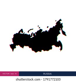 Map of Russia in multicolor style on the border vector design template