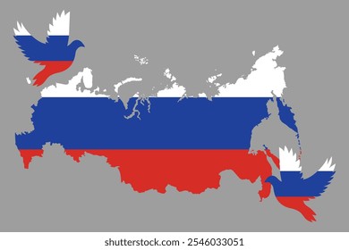 Mapa da Rússia com a bandeira nacional da Rússia, bandeira da Rússia gráfico vetorial, bandeira da Rússia país é um símbolo de liberdade, ilustração vetorial
