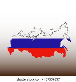 Map of Russia and national flag.vector 