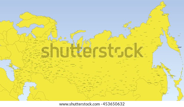 Map Russia Neighboring Countries City Names Stock Vector Royalty