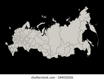 Map of Russia on black background. Vector illustration