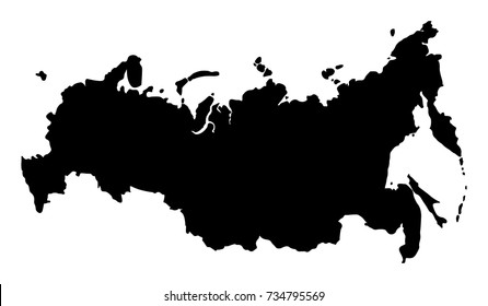 Map of Russia on white background. Vector, illustration