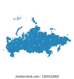 Map of Russia from Polygonal wire frame low poly mesh,Russia map Vector Illustration EPS10.