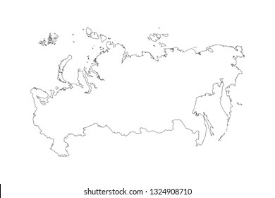 Map of Russia with a red filling. Vector image.