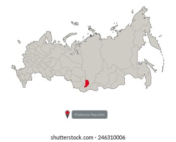 Map of Russia. Republic of Khakassia