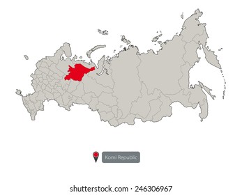 Map of Russia. Republic of Komi