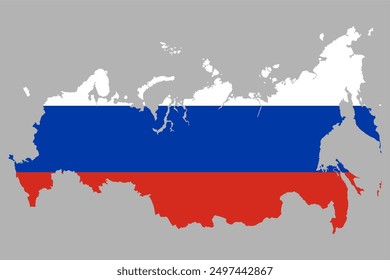 Map of Russia with Russian flag colors white, Blue and red vector editable and scalable eps file suitable for banner, poster, icon, design template etc