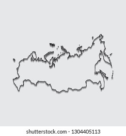 Map of Russia with shadow on gray background.eps10 