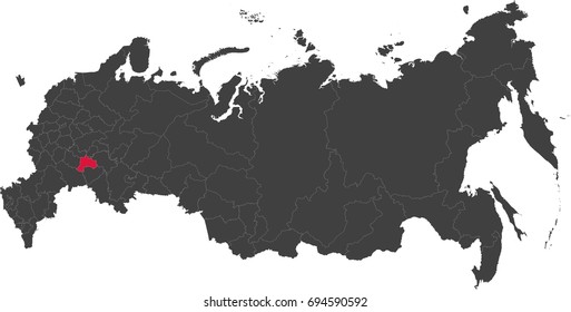 Map of Russia split into individual states. Highlighted Ulyanovsk Oblast.
