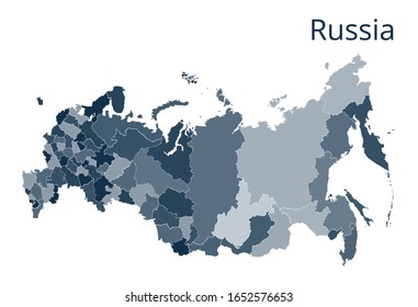 Map of the Russia. Vector image of a global map in the form of regions in Russia. Easy to edit
