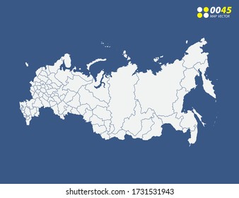 Map of Russia vector on blue