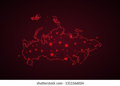 Map of Russia. Wire frame 3D mesh polygonal network line, design sphere, dot and structure. communications map of Russia. Vector Illustration EPS10. - Vector
