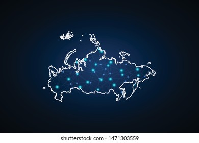 Map of Russia. Wire frame 3D mesh polygonal network line, design sphere, dot and structure. communications map of Russia. Vector Illustration EPS10.
