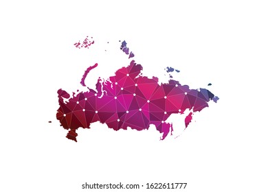 Map of Russia. Wire frame 3D mesh polygonal network line, design sphere, dot and structure. communications map of Russia. Vector Illustration EPS10.