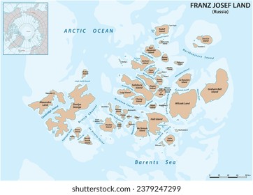 Map of the Russian archipelago Franz Josef Land