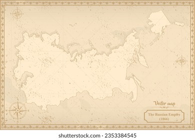 Map of Russian Empire in the old style, brown graphics in retro fantasy style.