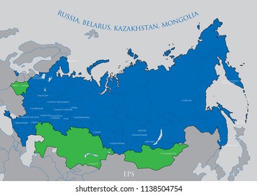The map of the Russian Federation with the administrative work.