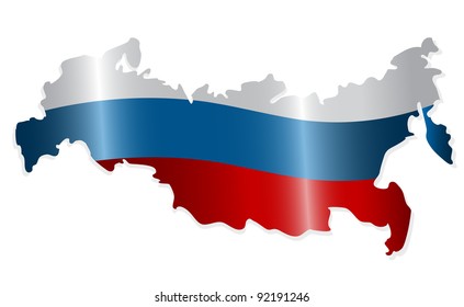 Map Of The Russian Federation Colored Like The Russian Flag. Vector-Illustration