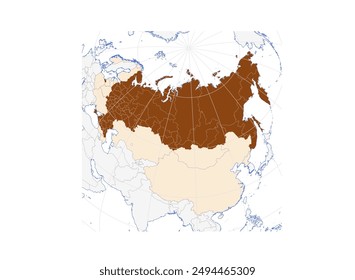 Map of the Russian Federation in Eastern Europe - Detailed Outline of the Largest Country in Europe with Neighboring Nations
