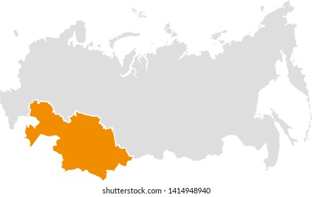 Map of the Russian Federation and Kazakhstan