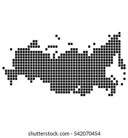 The map of the Russian Federation, is made of square dots. Original abstract vector illustration for your design.